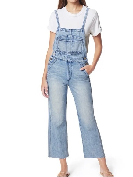 Joe's Jeans Wide Leg Denim Overalls Captivate Wash S